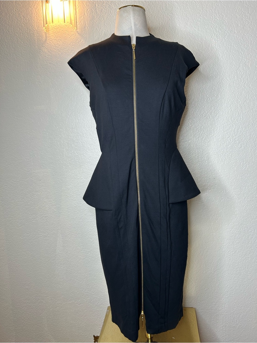 Ted Baker Black Dress with Gold Zip Detail